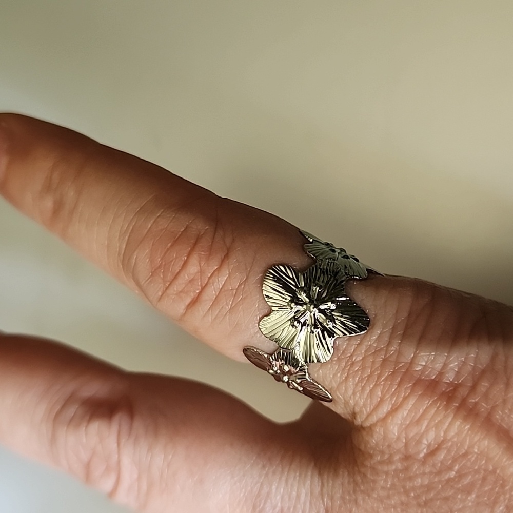 FLOWER ADJUSTABLE RING ZINC ALLOY